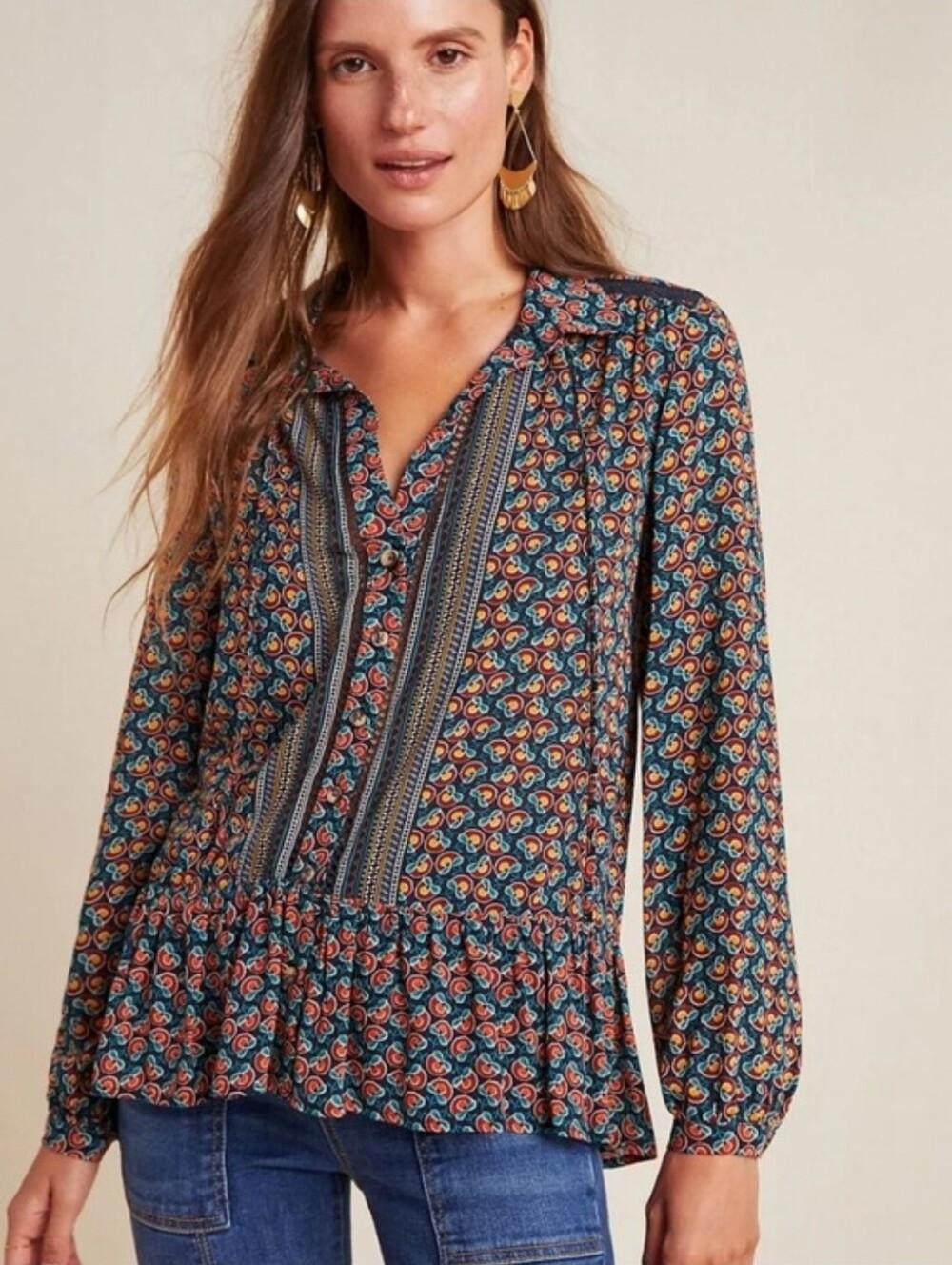 Anthropologie Maeve Janie Peasant Blouse Size 14